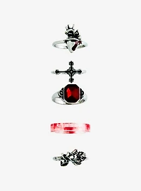 Social Collision Gothic Cross & Heart Ring Set