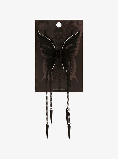 Black Butterfly Dangling Spike Claw Hair Clip