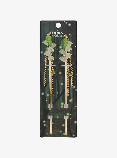 Thorn & Fable Dangling Flower Leaf Hair Stick Set