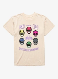 Mighty Morphin Power Rangers Go Go Power Rangers Helmets Mineral Wash T-Shirt