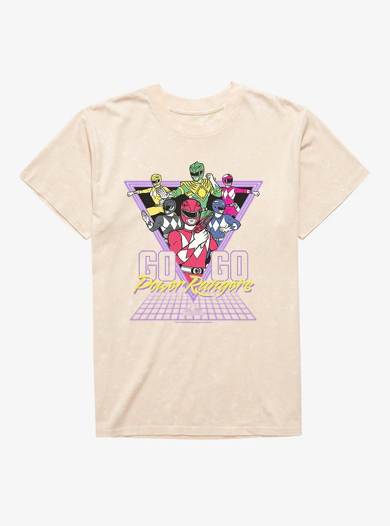 Mighty Morphin Power Rangers Go Go Power Rangers Retro Mineral Wash T-Shirt