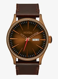 Nixon Sentry Leather Bronze x Black Watch