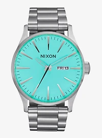 Nixon Sentry Stainless Steel Silver x Turquoise Watch