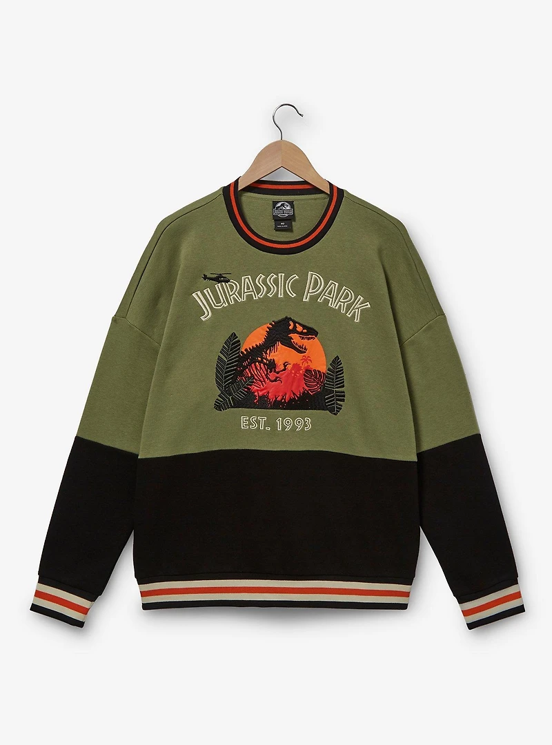 Jurassic Park Floral Logo Panel Crewneck - BoxLunch Exclusive