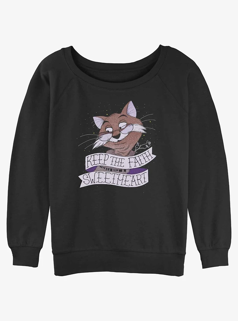 Disney The Rescuers Down Under Rufus Cat Keep Faith Sweetheart Girls Slouchy Sweatshirt