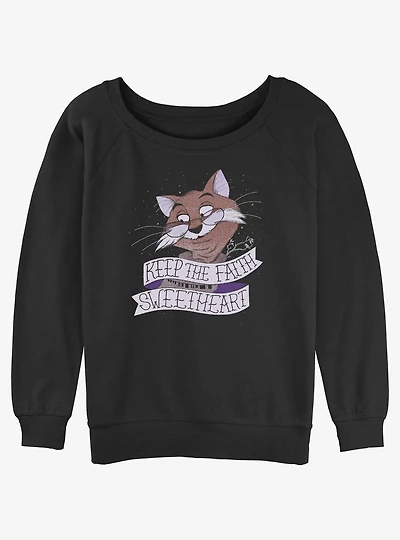 Disney The Rescuers Down Under Rufus Cat Keep Faith Sweetheart Girls Slouchy Sweatshirt