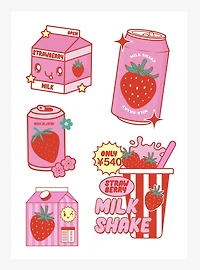 Strawberry Milk Shake Kiss-Cut Sticker Sheet
