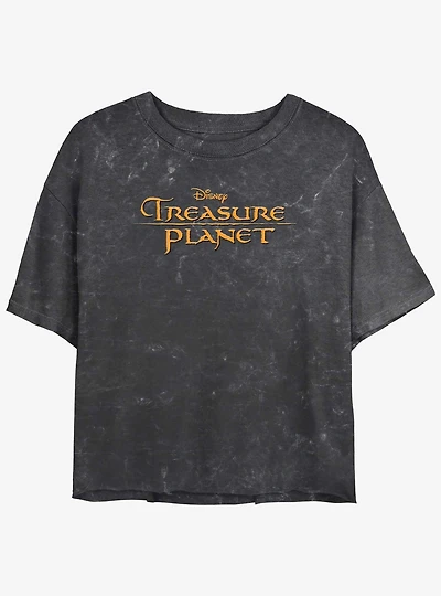 Disney Treasure Planet Logo Mineral Wash Womens Crop T-Shirt