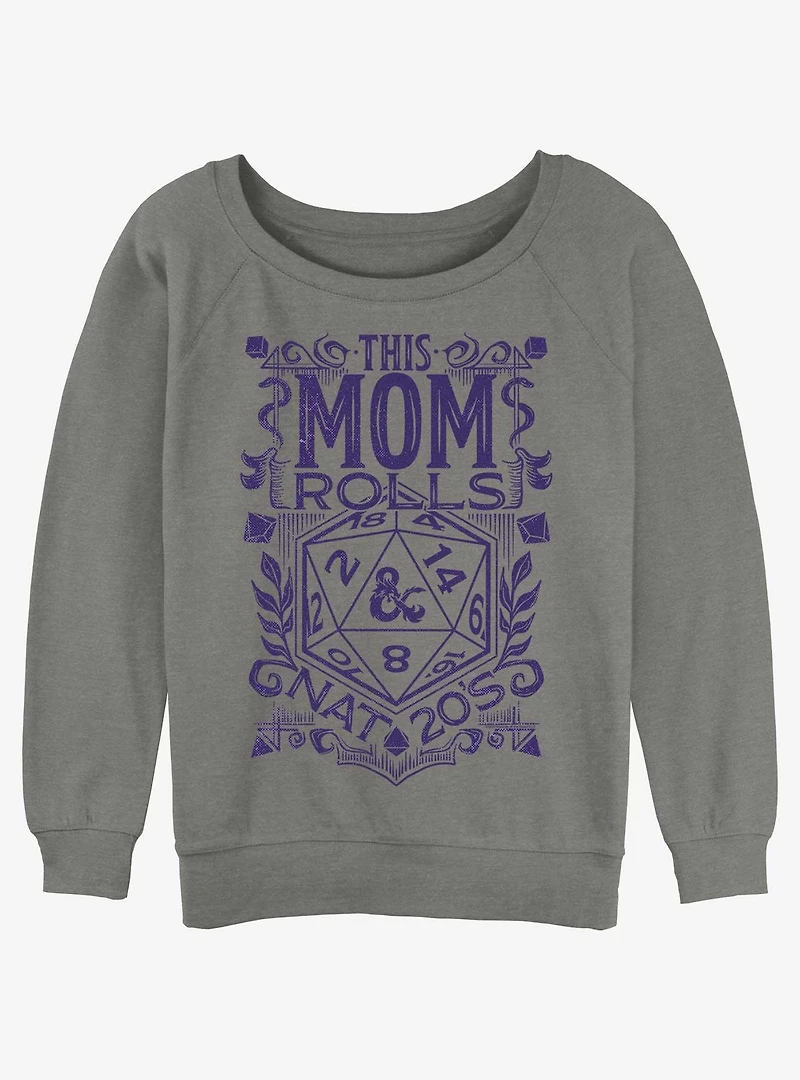 Dungeons & Dragons This Mom Rolls Nat 20's Girls Slouchy Sweatshirt