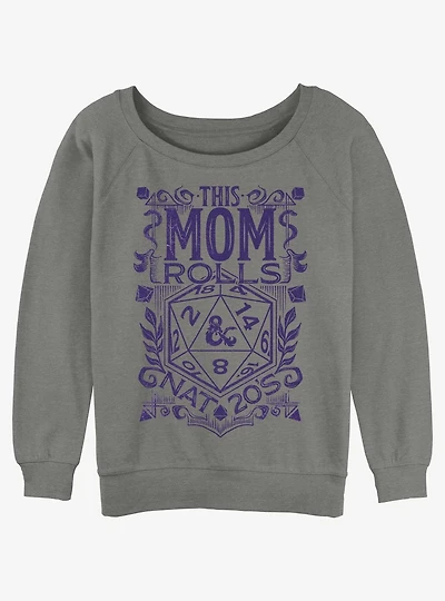 Dungeons & Dragons This Mom Rolls Nat 20's Girls Slouchy Sweatshirt