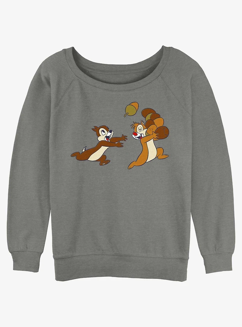 Disney Chip 'n' Dale Acorn Chase Womens Slouchy Sweatshirt