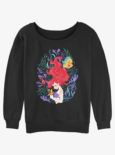 Disney The Little Mermaid Leafy Ariel Womens Slouchy Sweatshirt