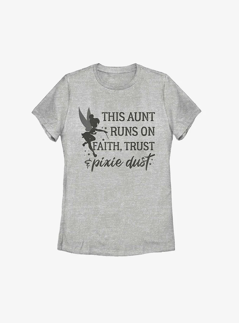 Disney Tinker Bell This Aunt Runs On Faith Trust and Pixie Dust Womens T-Shirt