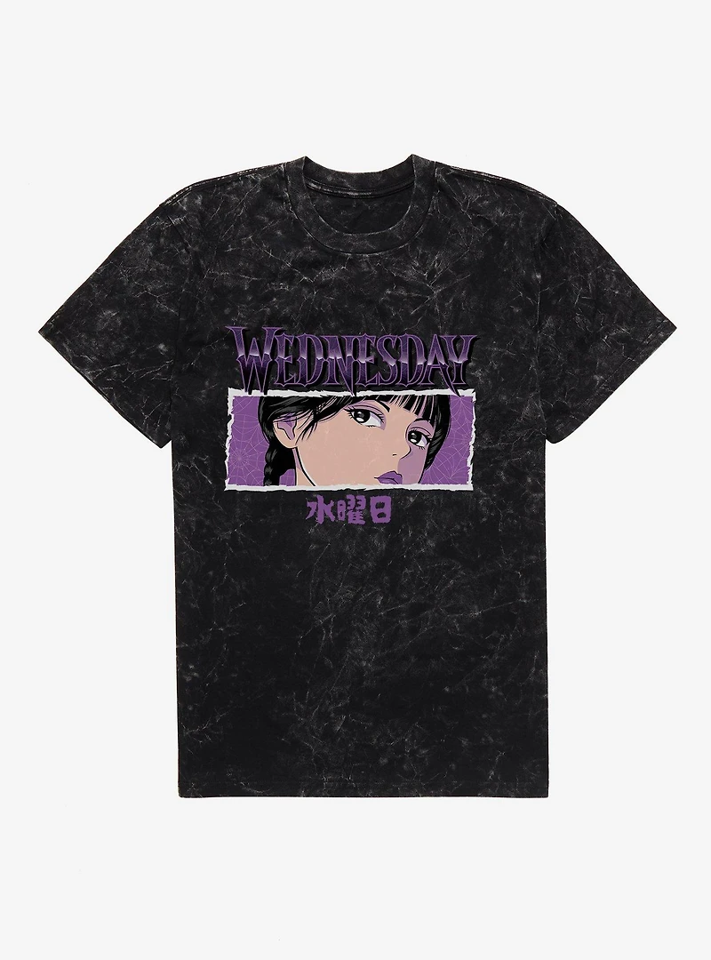 Wednesday Anime Glare Mineral Wash T-Shirt