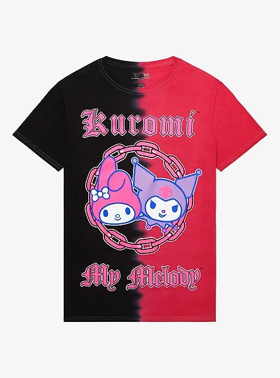 Kuromi My Melody Chains Split Wash Boyfriend Fit Girls T-Shirt