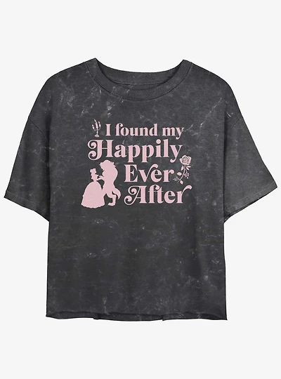 Disney Beauty And The Beast Found My Happily Ever After Womens Mineral Wash Crop T-Shirt