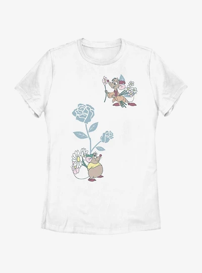 Disney Cinderella Mice Flowers Womens T-Shirt
