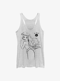 Disney The Little Mermaid Ariel And Flounder Sketch Womens Tank Top
