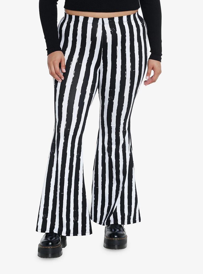 Cosmic Aura Black & White Stripe Girls Flare Pants Plus Size