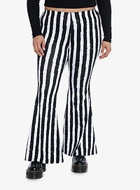 Cosmic Aura Black & White Stripe Girls Flare Pants Plus Size