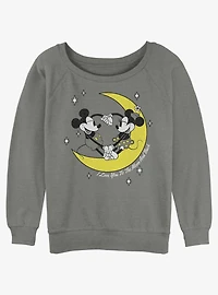 Disney Mickey Mouse & Minnie I Love You To The Moon And Back Girls Slouchy Sweatshirt