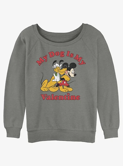 Disney Mickey Mouse & Pluto Love My Dog Girls Slouchy Sweatshirt