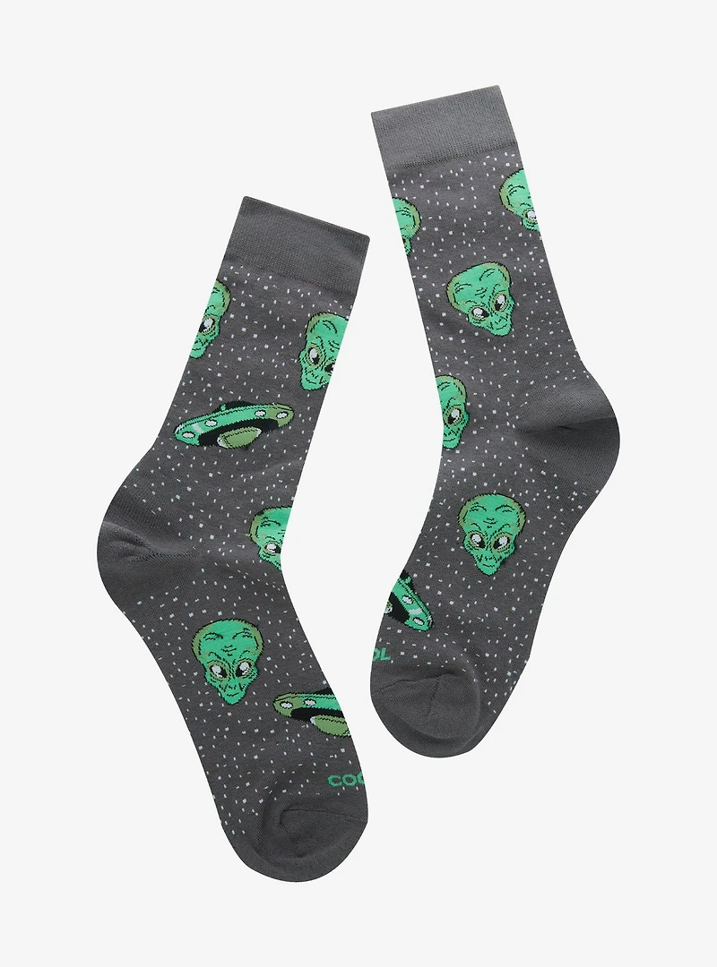 Cool Socks Alien Allover Print Crew Socks
