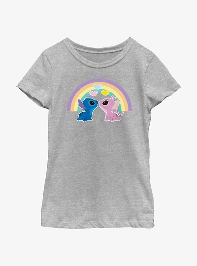 Disney Lilo & Stitch Angel Love Under The Rainbow Youth Girls T-Shirt