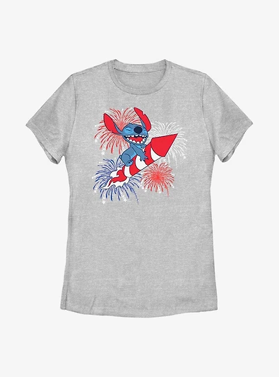 Disney Lilo & Stitch Riding Fireworks Womens T-Shirt