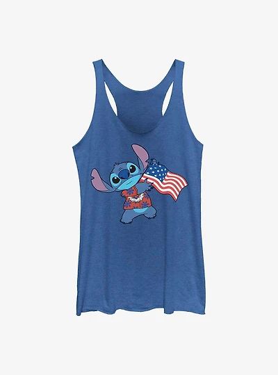 Disney Lilo & Stitch Tropic American Flag Womens Tank Top
