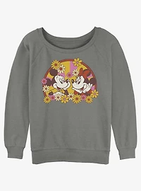 Disney Mickey Mouse & Minnie Spring Bloom Womens Slouchy Sweatshirt