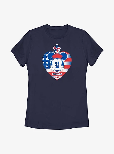 Disney Minnie Mouse Usa Heart Womens T-Shirt