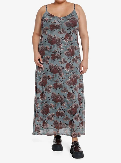 Thorn & Fable Mushroom Floral Midi Dress Plus Size
