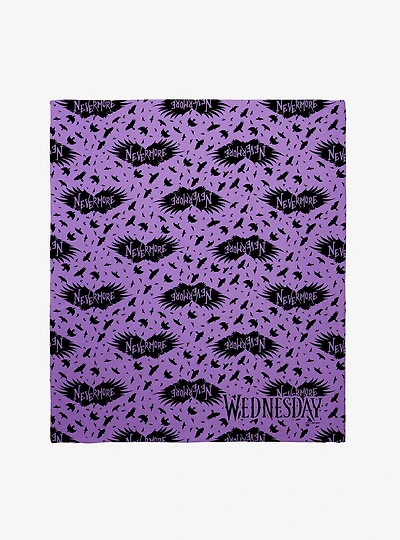 Wednesday Nevermore Raven Throw Blanket