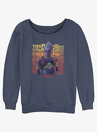 Star Wars The Mandalorian Grogu & IG-12 Yes No Girls Slouchy Sweatshirt Hot Topic Web Exclusive
