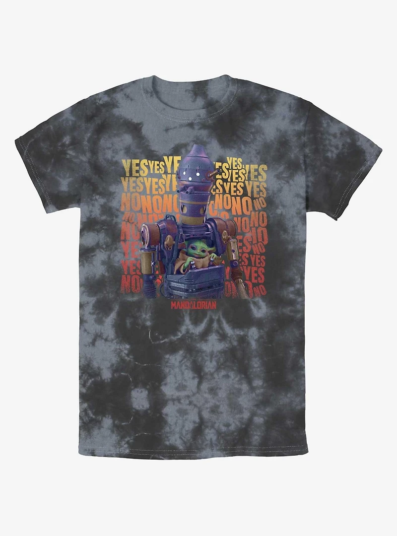 Star Wars The Mandalorian Grogu & IG-12 Yes No Tie-Dye T-Shirt BoxLunch Web Exclusive