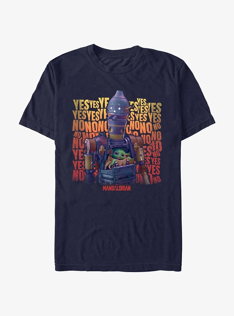 Star Wars The Mandalorian Grogu & IG-12 Yes No T-Shirt BoxLunch Web Exclusive