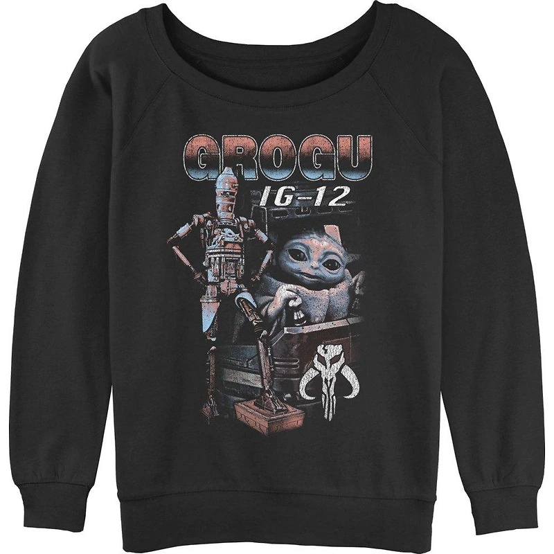 Star Wars The Mandalorian Grogu & IG-12 Womens Slouchy Sweatshirt