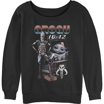 Star Wars The Mandalorian Grogu & IG-12 Womens Slouchy Sweatshirt
