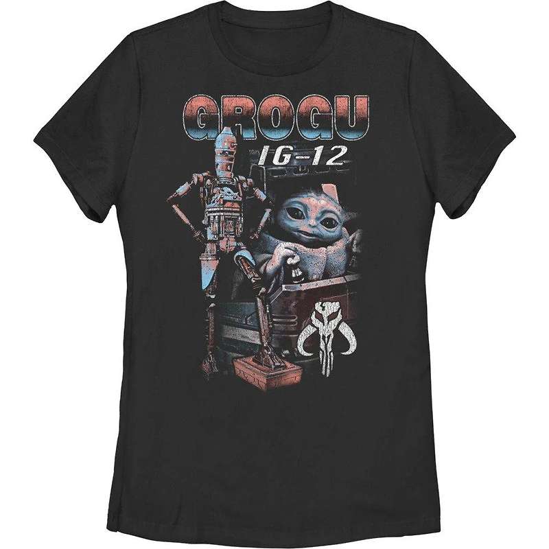 Star Wars The Mandalorian Grogu & IG-12 Womens T-Shirt