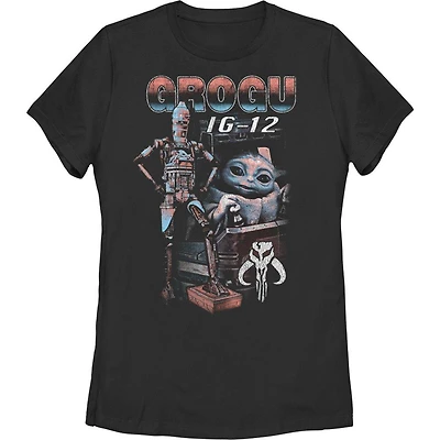 Star Wars The Mandalorian Grogu & IG-12 Womens T-Shirt
