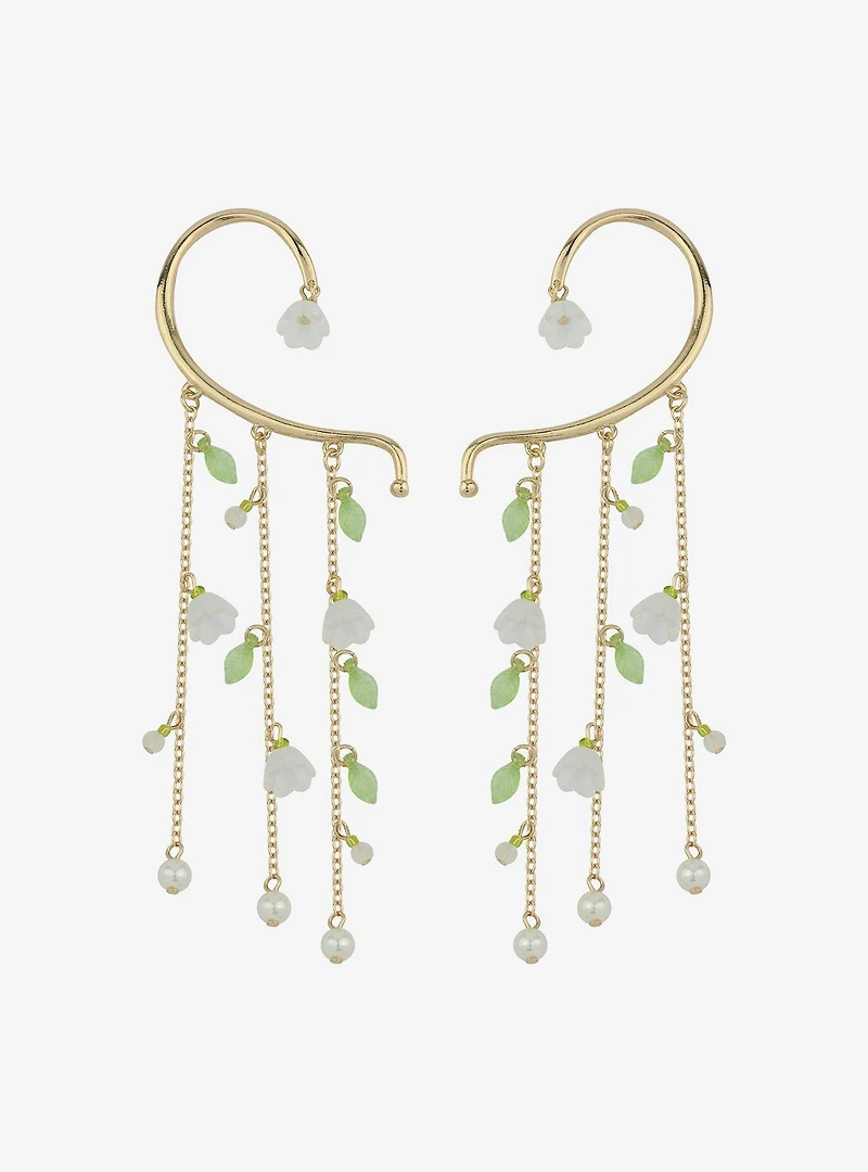 Thorn & Fable Floral Pearl Ear Cuff Set