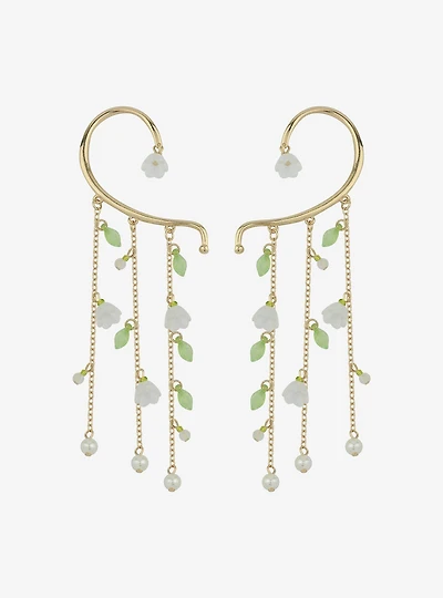 Thorn & Fable Floral Pearl Ear Cuff Set