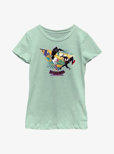 Marvel Spider-Man: Across the Spider-Verse Cityscape Spiders Youth Girls T-Shirt