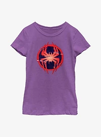 Marvel Spider-Man: Across the Spider-Verse Glitchy Miles Morales Symbol Youth Girls T-Shirt