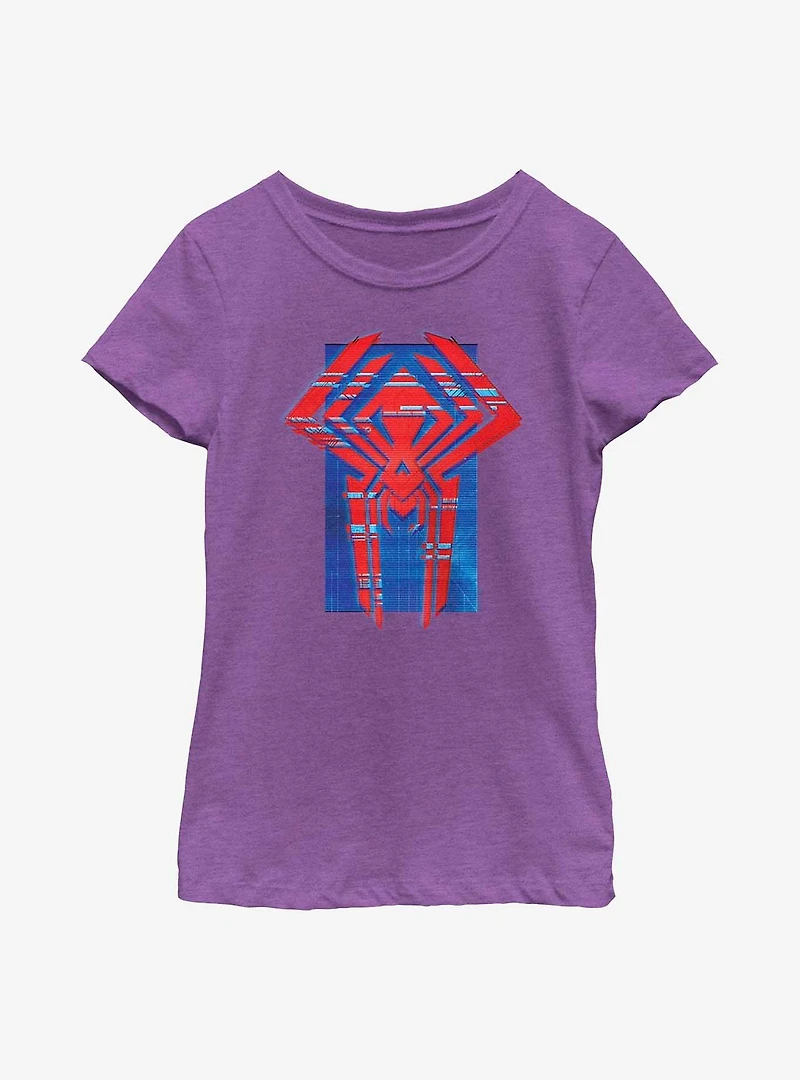 Marvel Spider-Man: Across the Spider-Verse Glitchy Miguel O'Hara Logo Youth Girls T-Shirt