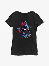 Marvel Spider-Man: Across the Spider-Verse Glitchy Miles Morales Youth Girls T-Shirt