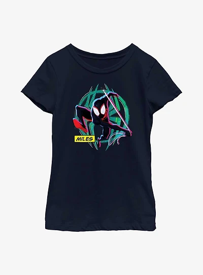 Marvel Spider-Man: Across the Spider-Verse Miles Morales Badge Youth Girls T-Shirt