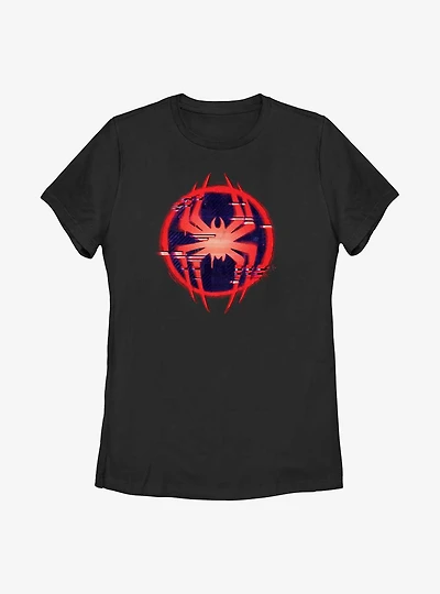 Marvel Spider-Man: Across the Spider-Verse Glitchy Miles Morales Symbol Womens T-Shirt