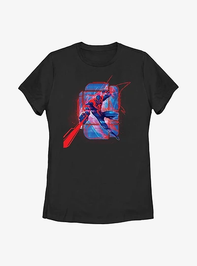 Marvel Spider-Man: Across the Spider-Verse Miguel O'Hara Shooting Webs Womens T-Shirt